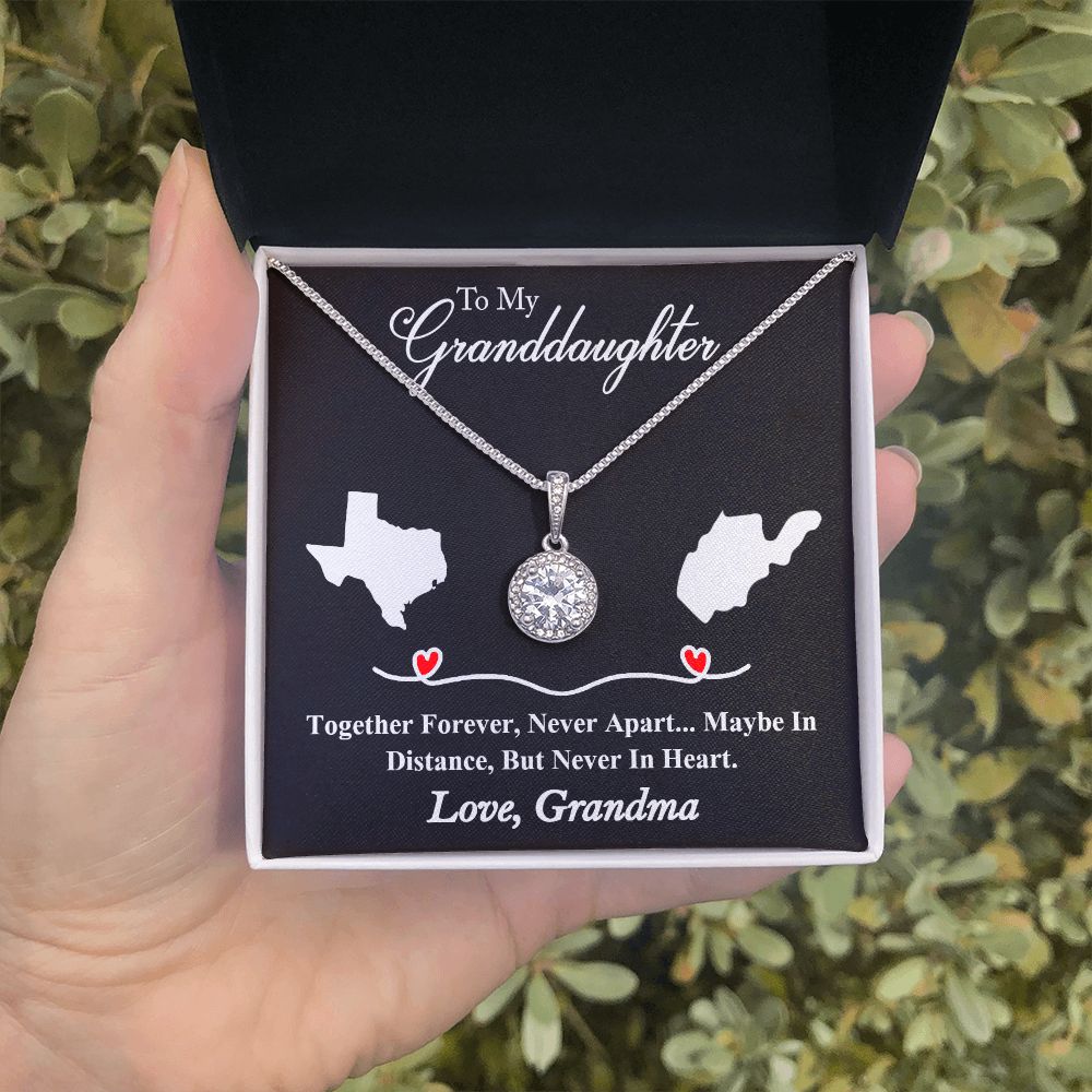 Grendmother to Granddaughter Personalized heart necklace gift. Eternal Hope Necklace. Long Distance Apart Necklace Gift