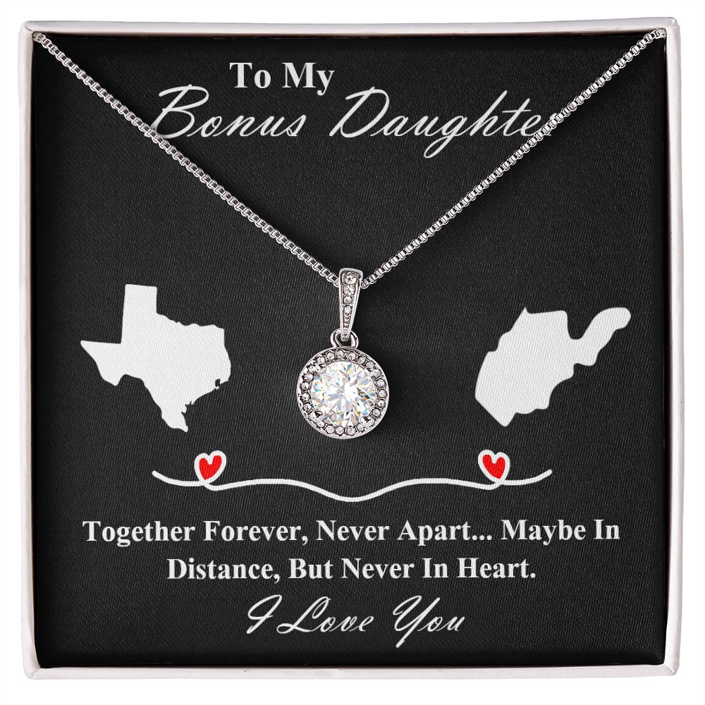 Mother to Bonus Daughter Personalized heart necklace gift. Eternal Hope Necklace. Long Distance Apart Necklace Gift