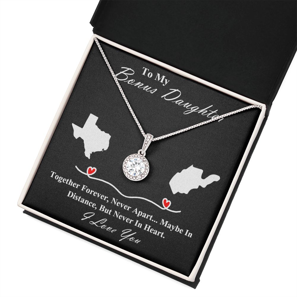 Mother to Bonus Daughter Personalized heart necklace gift. Eternal Hope Necklace. Long Distance Apart Necklace Gift