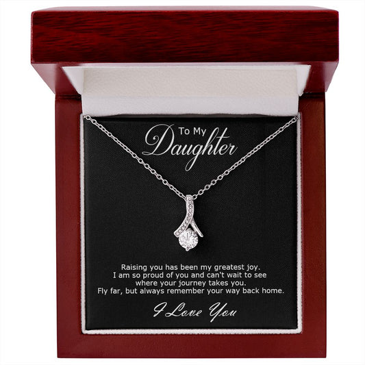 Alluring Beauty necklace gift to daughter with personal message card. Raising you has been my greatest joy.