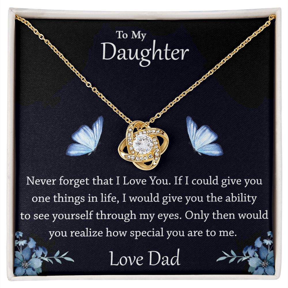 Love knot necklace gift to daughter from dad.Love knot necklace gift to daughter from dad. with personal message card.