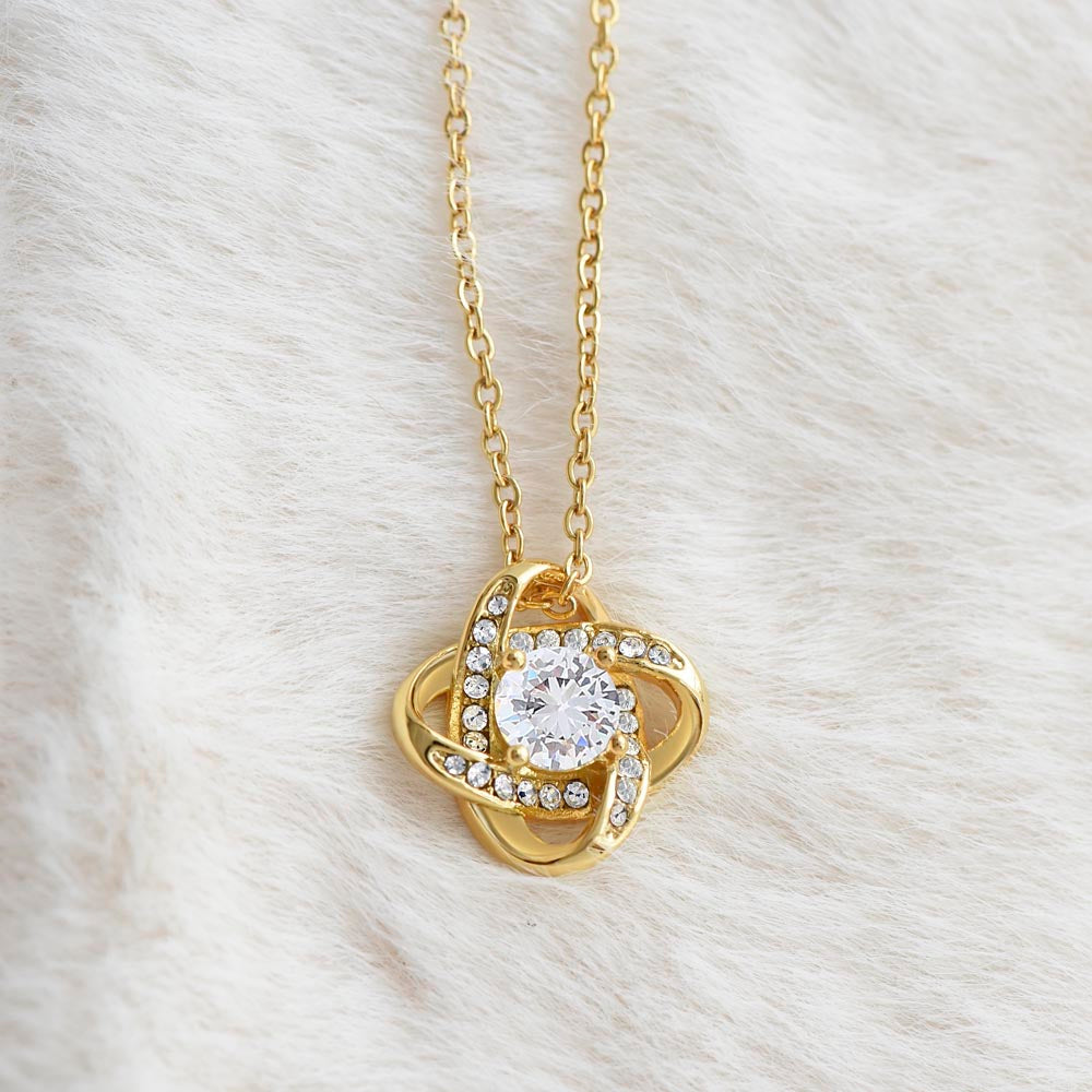 To My Brave Daughter. Love Knot Necklace With Personal Message Card