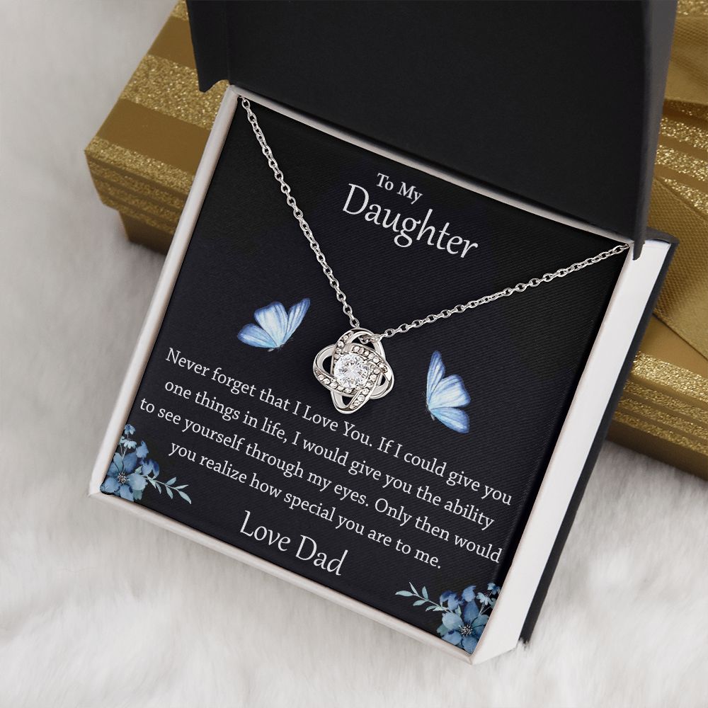 Love knot necklace gift to daughter from dad.Love knot necklace gift to daughter from dad. with personal message card.