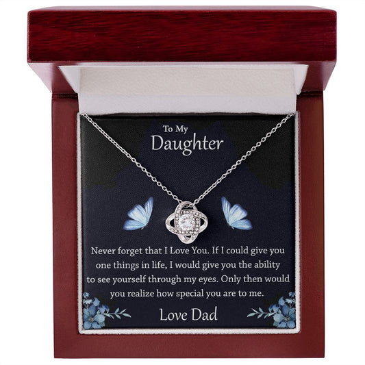 Love knot necklace gift to daughter from dad.Love knot necklace gift to daughter from dad. with personal message card.
