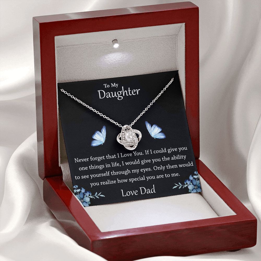 Love knot necklace gift to daughter from dad.Love knot necklace gift to daughter from dad. with personal message card.