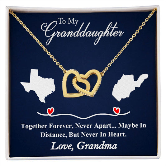 Personalize long distance heart necklace gift to granddaughter