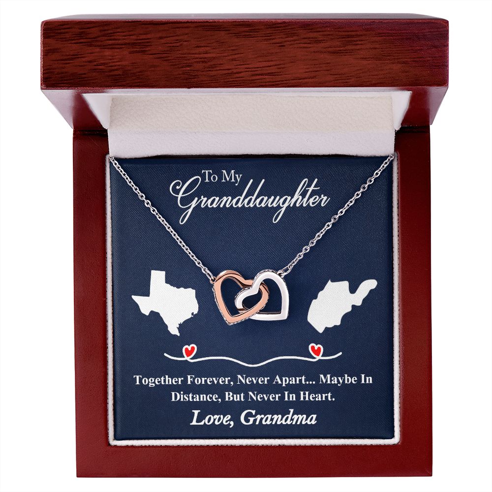 Personalize long distance heart necklace gift to granddaughter