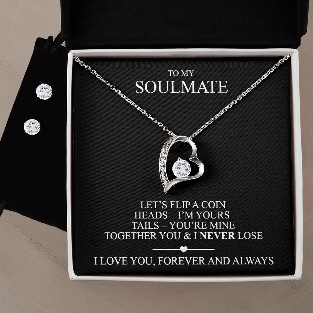 Let's flip a coin. Forever Love Necklace and Cubic Zirconia Earring Set