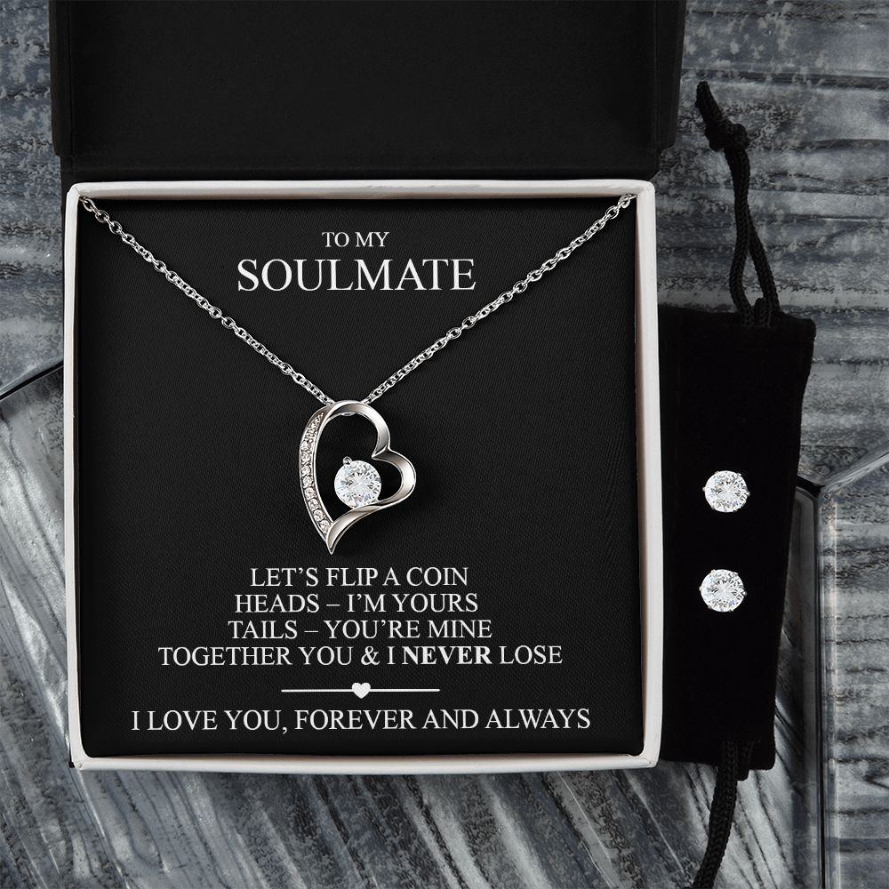 Let's flip a coin. Forever Love Necklace and Cubic Zirconia Earring Set