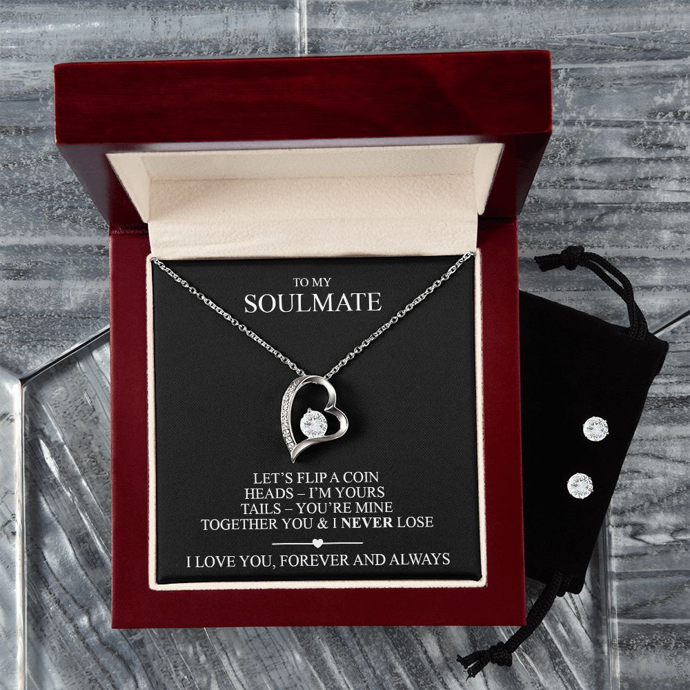 Let's flip a coin. Forever Love Necklace and Cubic Zirconia Earring Set
