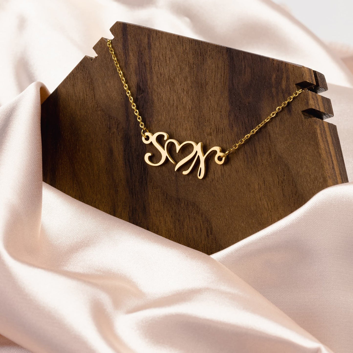 Personalized Double Initial Heart Necklace