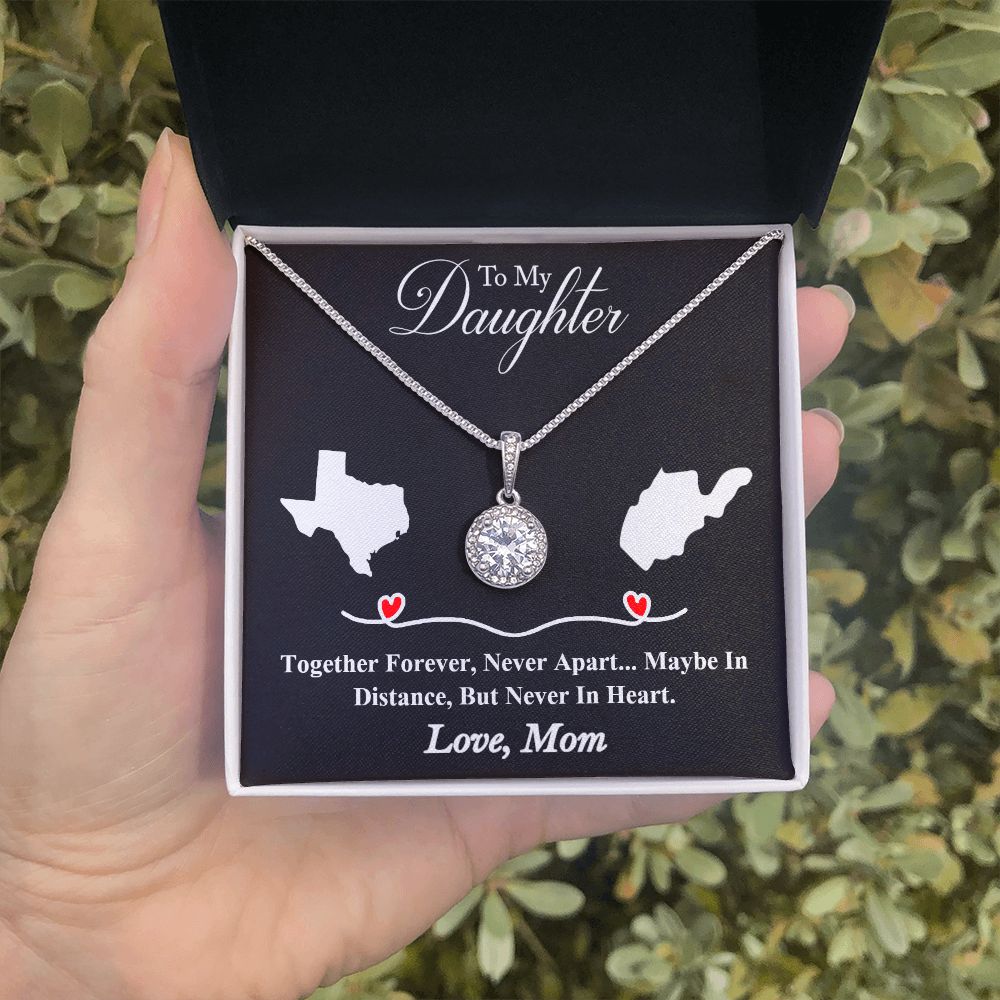Personalized heart necklace gift daughter from mother. Eternal Hope Necklace. Gift from mother to daughter. Daughter heart necklace gift. Necklace jewelry gift to my daughter. Together Forever, Never Apart. Maybe In Distance, But Never In Heart.
