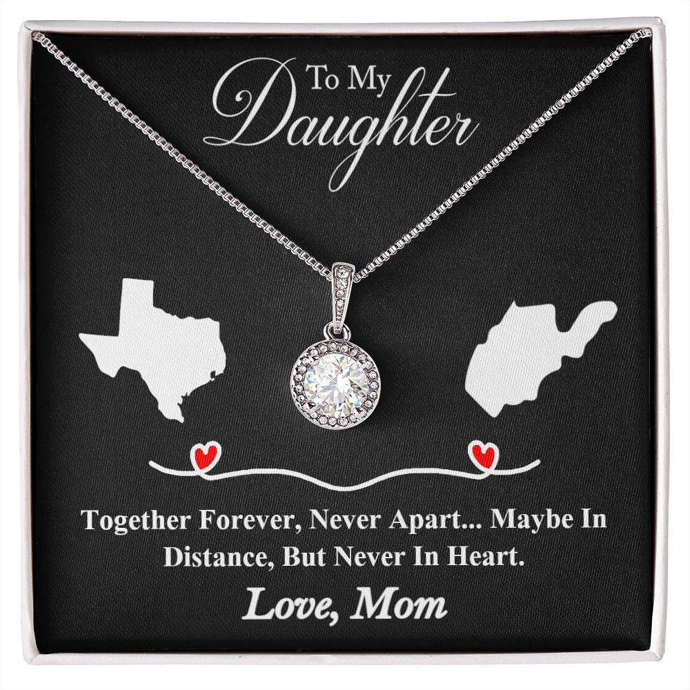 Personalized heart necklace gift daughter from mother. Eternal Hope Necklace. Gift from mother to daughter. Daughter heart necklace gift. Necklace jewelry gift to my daughter. Together Forever, Never Apart. Maybe In Distance, But Never In Heart.