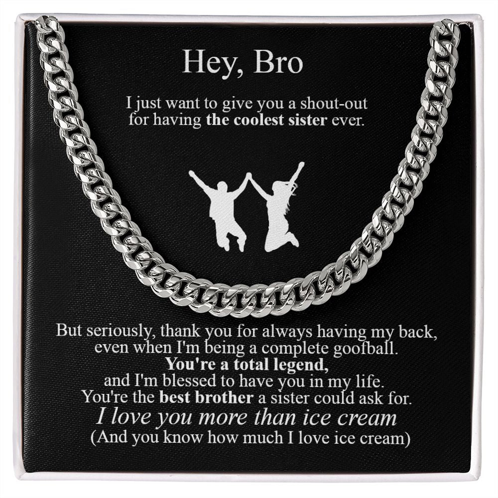 Cuban Link Necklace To My Brother | Funny Gift To Sibling | Jewelry Box | To My Bro Meaningful Gift | Family Message Card | Scarcastic Humor