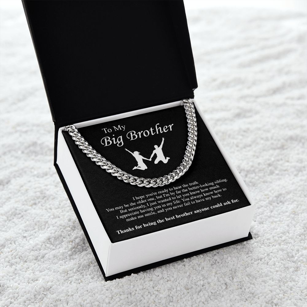 Cuban Link Necklace To My Big Brother | Funny Sibling Gift | Jewelry Box | My Bro Meaningful Gift | Family Message Card | Scarcastic Humor