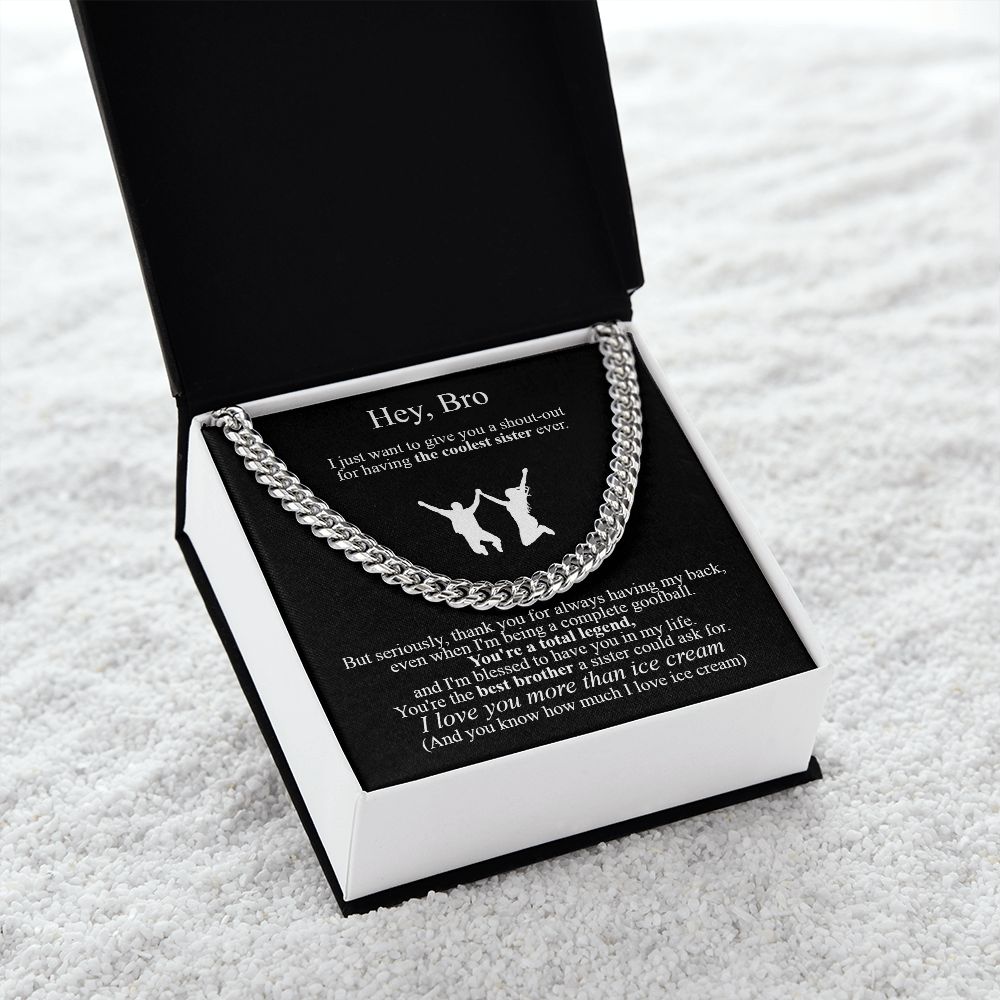 Cuban Link Necklace To My Brother | Funny Gift To Sibling | Jewelry Box | To My Bro Meaningful Gift | Family Message Card | Scarcastic Humor