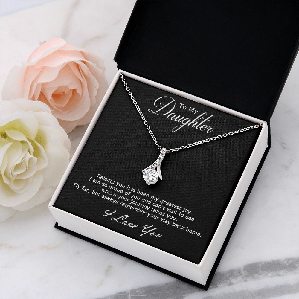 Alluring Beauty necklace gift to daughter with personal message card. Raising you has been my greatest joy.