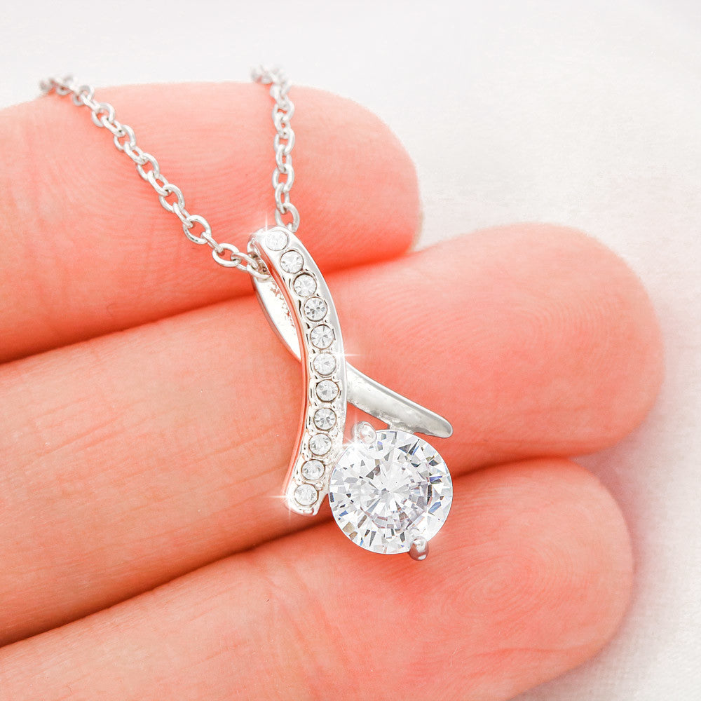 Alluring Beauty necklace gift to daughter with personal message card. Raising you has been my greatest joy.