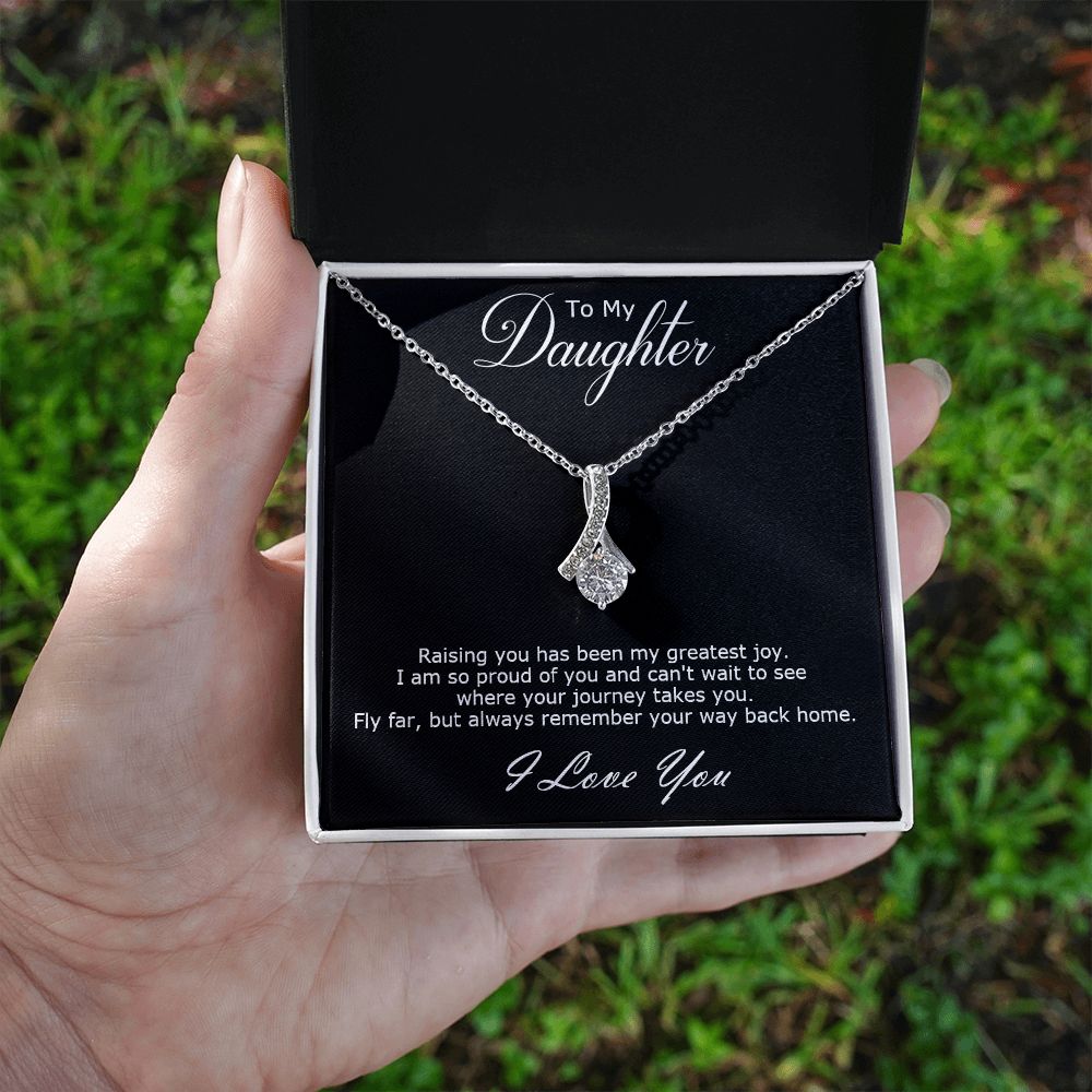 Alluring Beauty necklace gift to daughter with personal message card. Raising you has been my greatest joy.