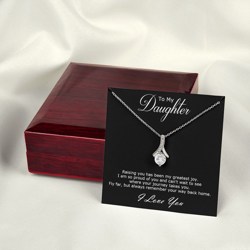 Alluring Beauty necklace gift to daughter with personal message card. Raising you has been my greatest joy.