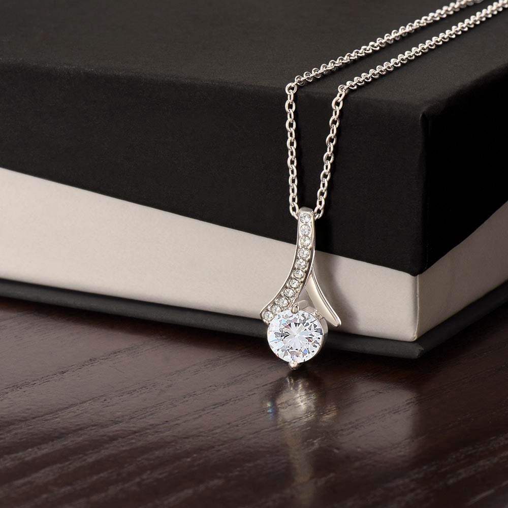 Alluring Beauty necklace gift to daughter with personal message card. Raising you has been my greatest joy.