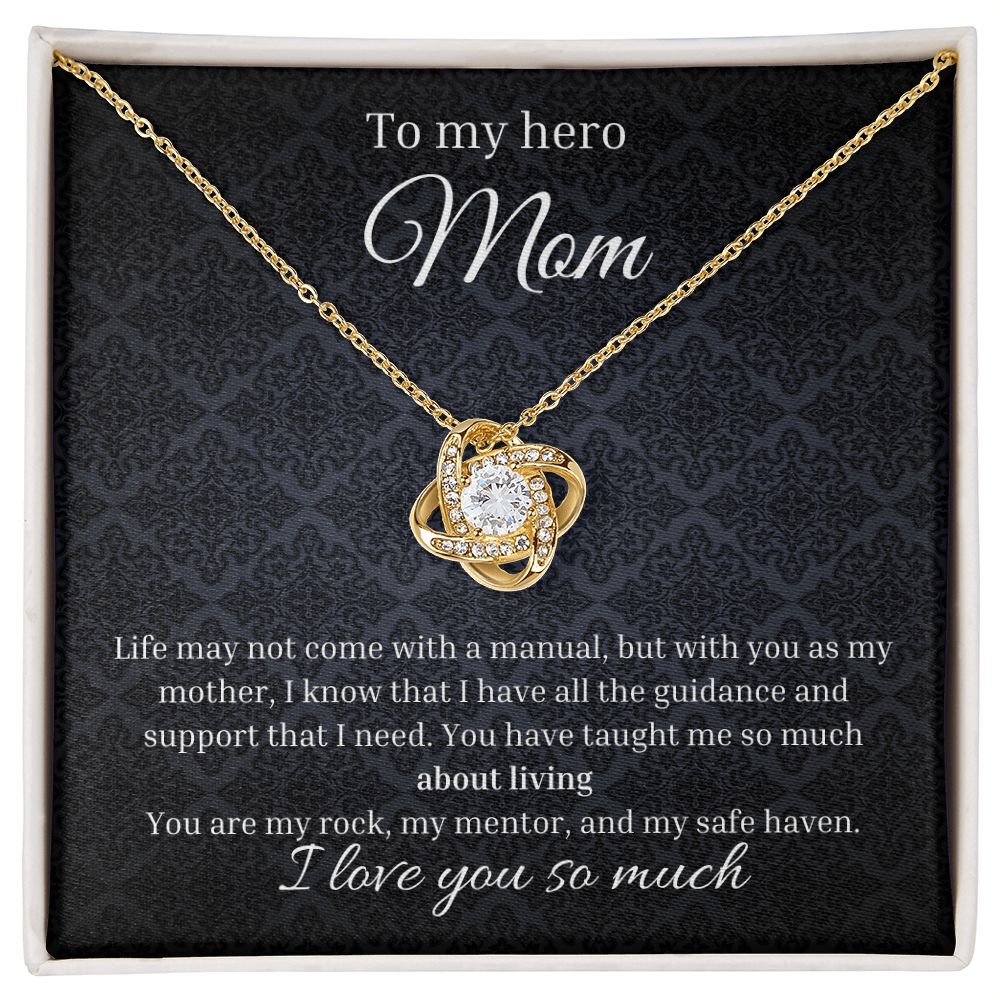Love Knot Necklace To Mother To My Hero Mom | Sentimental Birthday Gift To Mom | Custom Jewelry Box | Mother's Day Gift | From Daughter Son