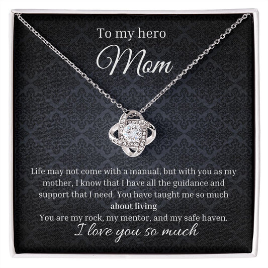 Love Knot Necklace To Mother To My Hero Mom | Sentimental Birthday Gift To Mom | Custom Jewelry Box | Mother's Day Gift | From Daughter Son