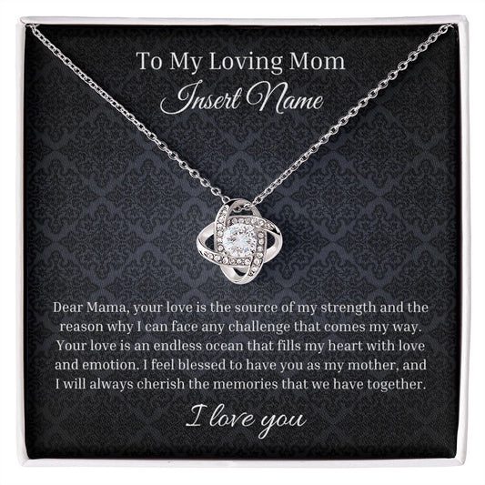 To my loving mom Personalized Love Knot Necklace | Sentimental Birthday Gift | Custom Jewelry Box | Mother's Day Gift | From Daughter Son