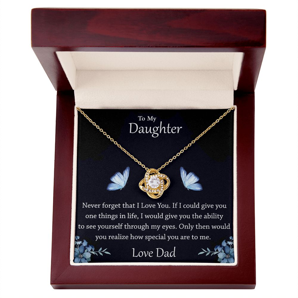 Love knot necklace gift to daughter from dad.Love knot necklace gift to daughter from dad. with personal message card.