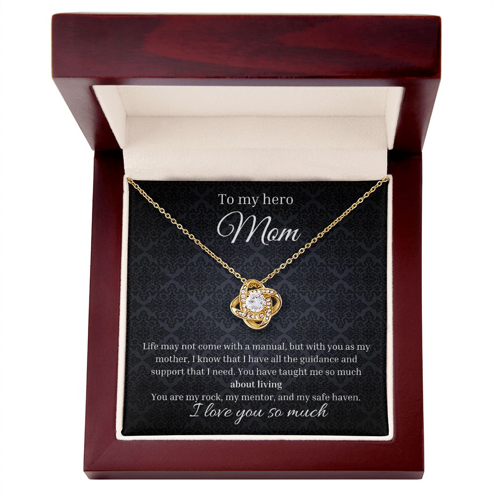 Love Knot Necklace To Mother To My Hero Mom | Sentimental Birthday Gift To Mom | Custom Jewelry Box | Mother's Day Gift | From Daughter Son