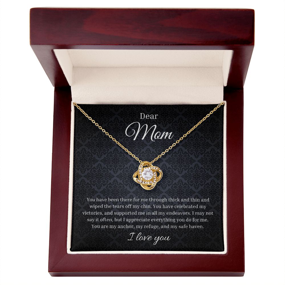 Love Knot Necklace To My Dear Mom | Sentimental Birthday Gift To Mom | Custom Jewelry Box | Mother's Day Gift | From Daughter Son To Mom