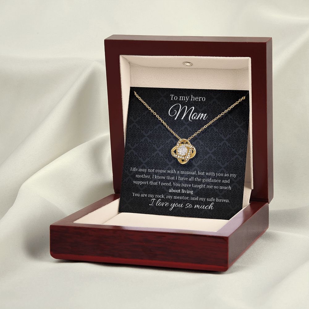 Love Knot Necklace To Mother To My Hero Mom | Sentimental Birthday Gift To Mom | Custom Jewelry Box | Mother's Day Gift | From Daughter Son