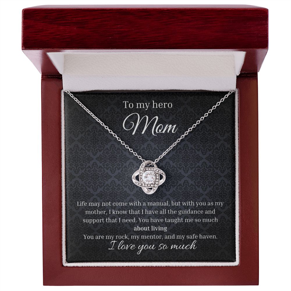 Love Knot Necklace To Mother To My Hero Mom | Sentimental Birthday Gift To Mom | Custom Jewelry Box | Mother's Day Gift | From Daughter Son
