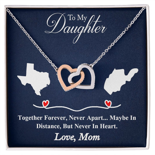 Personalize long distance heart necklace gift to daughter from mom