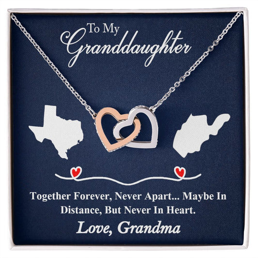 Personalize long distance heart necklace gift to granddaughter