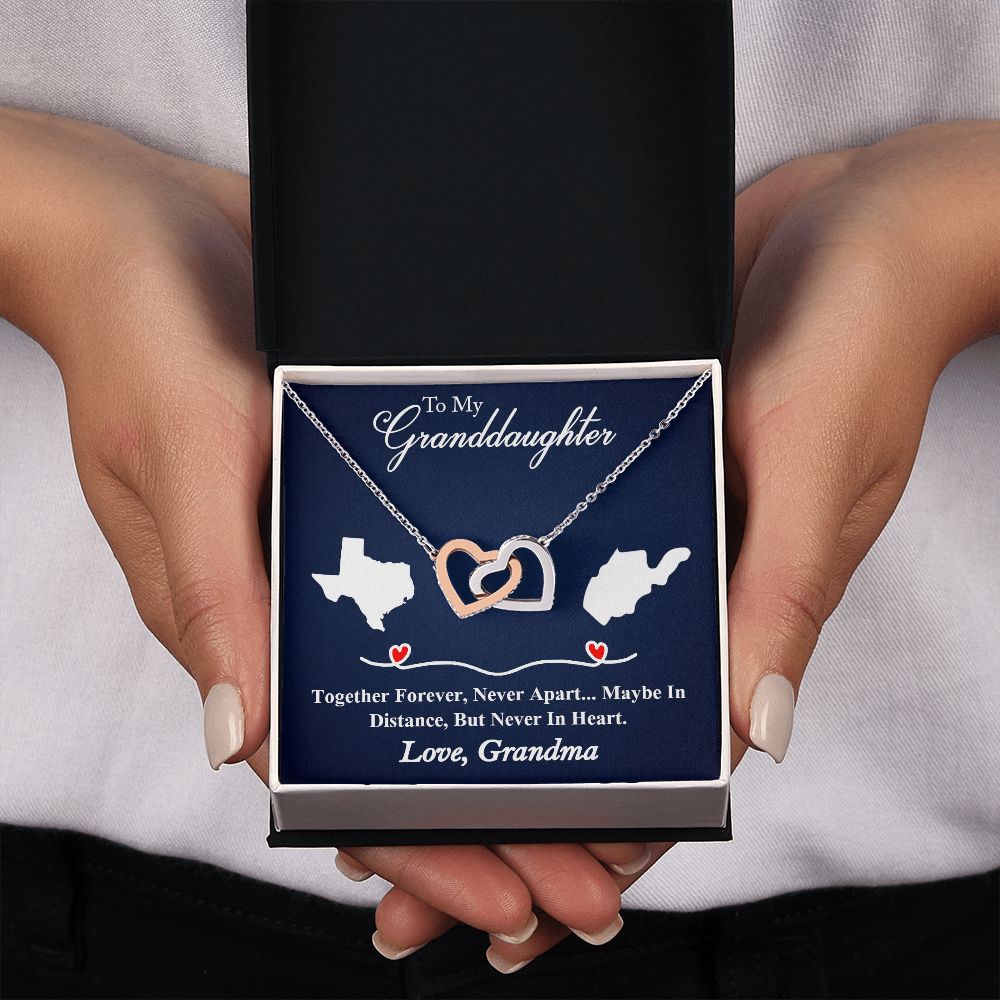 Personalize long distance heart necklace gift to granddaughter