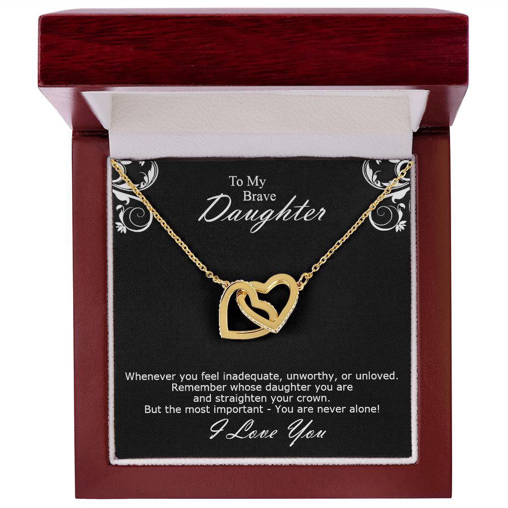 Double hearts necklace gift to my brave daughter from mon. Gift box with personal message card. Whenever you feel inadequate, unworthy, or unloved.Remember whose daughter you are and straighten your crown. But the most important - You are never alone