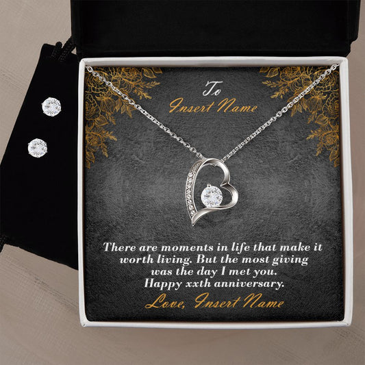 Moments In Love Necklace And Earring Anniversary Jewelry Gift To Wife