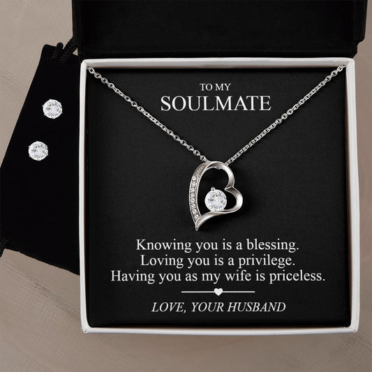 Knowing you is a blessing. Forever Love Necklace and Cubic Zirconia Earring Set