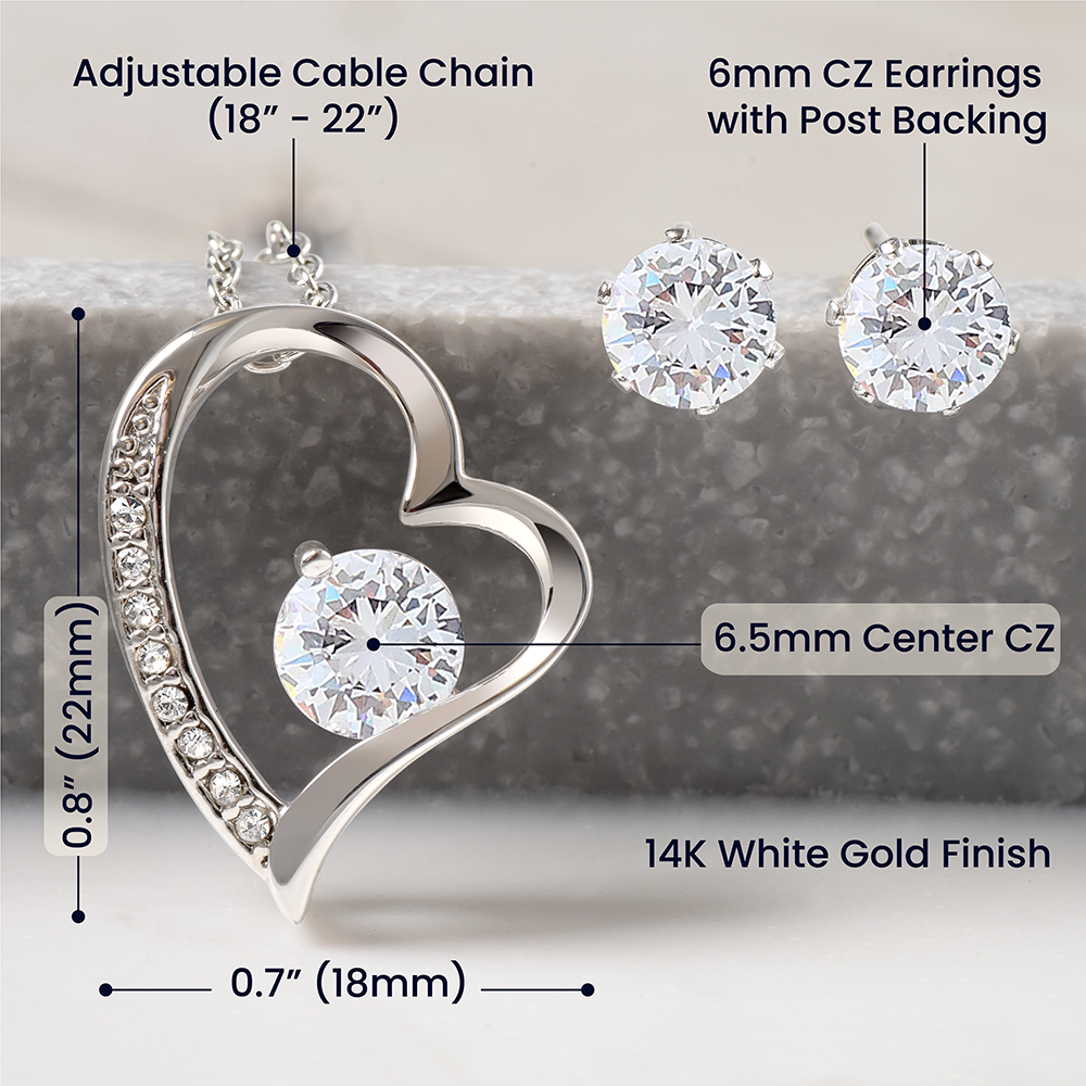 My First Crush. Forever Love Necklace and Cubic Zirconia Earring Set