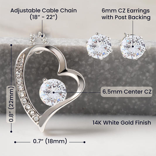 Forever Everlasting Love Necklace and Earring Anniversary Gift To Wife