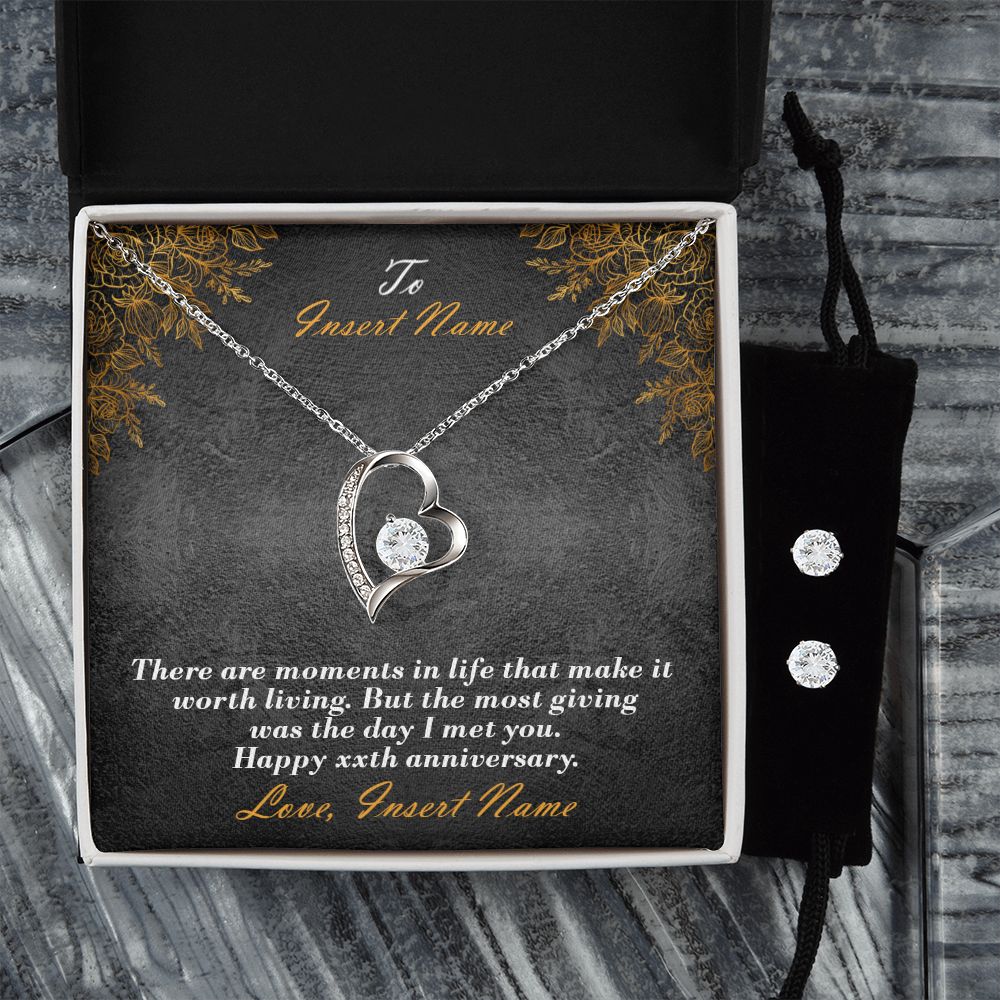 Moments In Love Necklace And Earring Anniversary Jewelry Gift To Wife