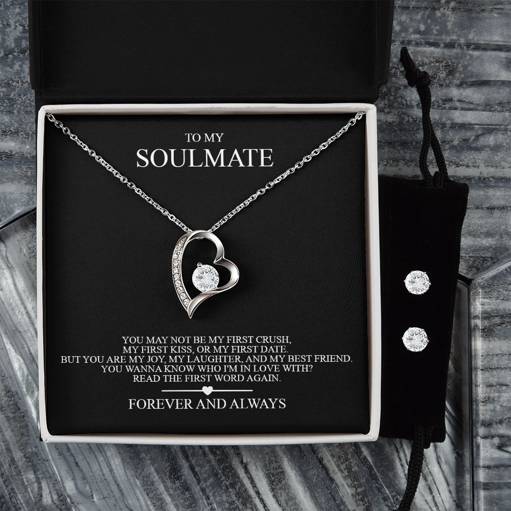 My First Crush. Forever Love Necklace and Cubic Zirconia Earring Set