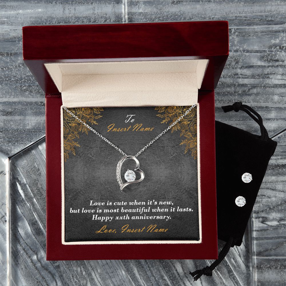 Forever Everlasting Love Necklace and Earring Anniversary Gift To Wife